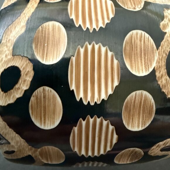 NWT Antika Wide Black Tan Bangle Bracelet Intricate Carved Design Lead Compliant - Picture 8 of 9